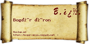 Bogár Áron névjegykártya