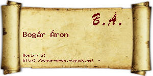 Bogár Áron névjegykártya
